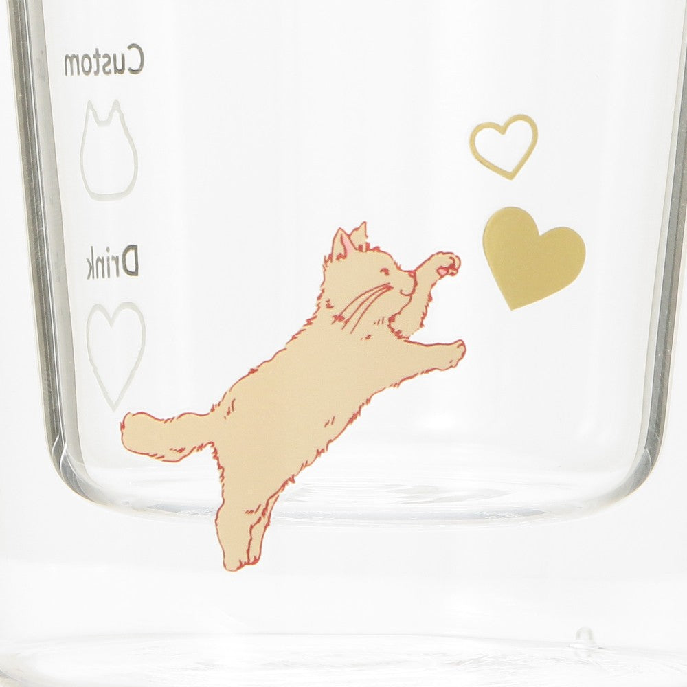 Starbucks Japan Valentine's Day 2025 Double Wall Glass Cup 355ml Cat Heart