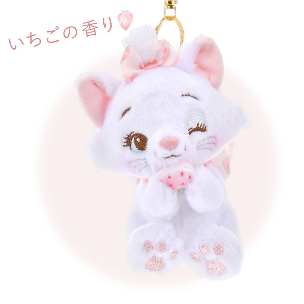 The Aristocats Marie Cat Plush Keychain STRAWBERRY COLLECTION Disney Store Japan