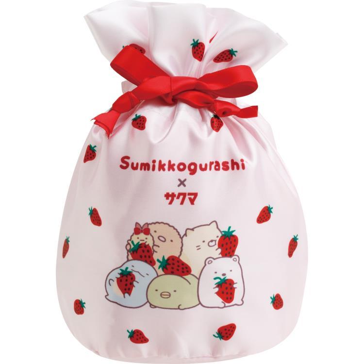 Sumikko Gurashi Drawstring Pouch Strawberry Milk Candy Sakuma San-X Japan 2024