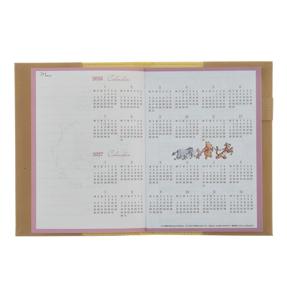 Winnie the Pooh 2026 Schedule Book B6 Weekly Emboss Disney Store Japan