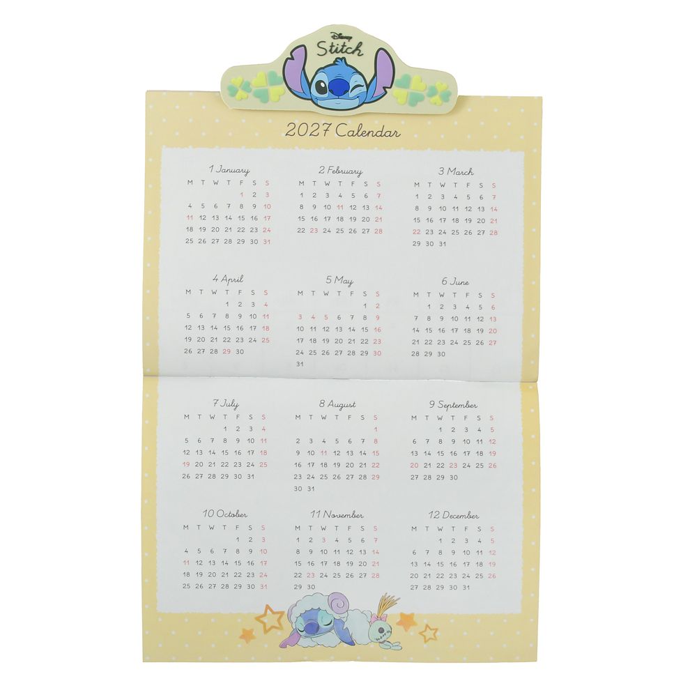 Stitch & Scrump Wall Calendar with Clip 2026 Disney Store Japan