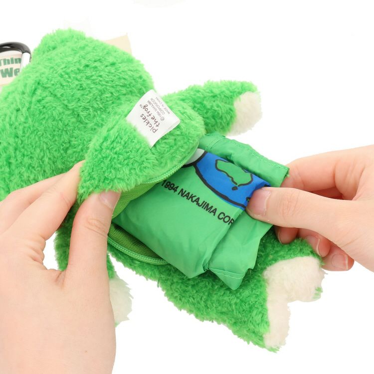 Pickles the Frog Eco Shopping Tote Bag Plush doll Pouch Earth Forest Green Japan