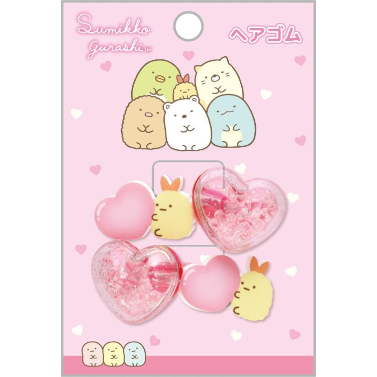 Sumikko Gurashi Fried Shrimp Tail Ponytail Holder Heart Pink San-X Japan