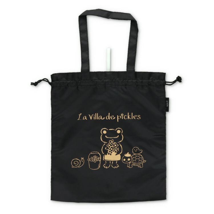 La Villa de Pickles Drawstring Tote Bag Black Pickles the Frog Japan 2024 Limit