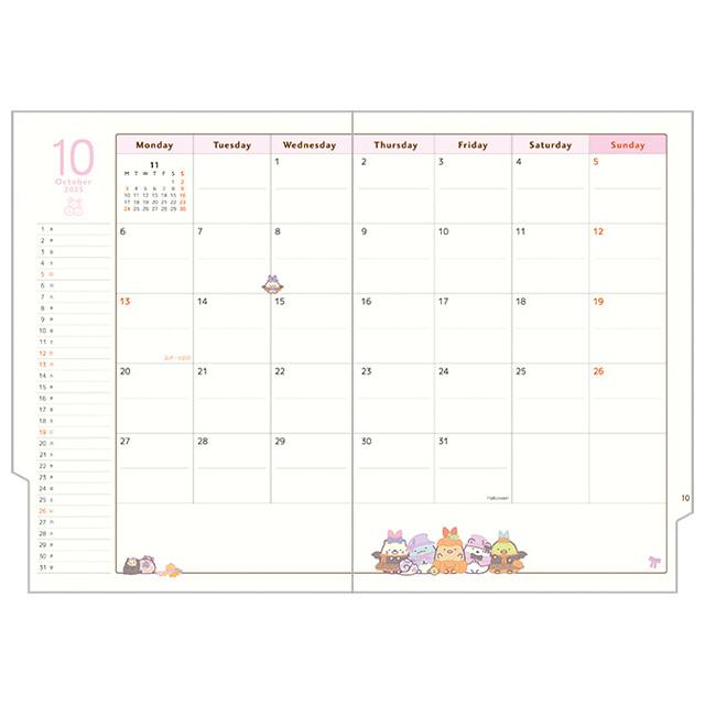 Sumikko Gurashi 2025 Schedule Book A5 Monthly Index San-X Japan