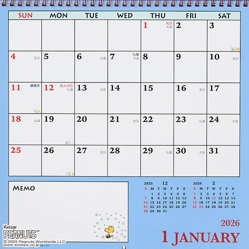 PEANUTS Snoopy Wall Calendar 2026 L Sanrio Japan