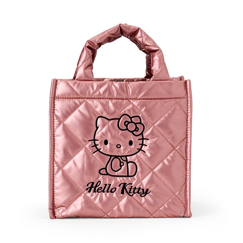 Hello Kitty Metallic Quilting Lunch Bag Cube Pink Sanrio Japan