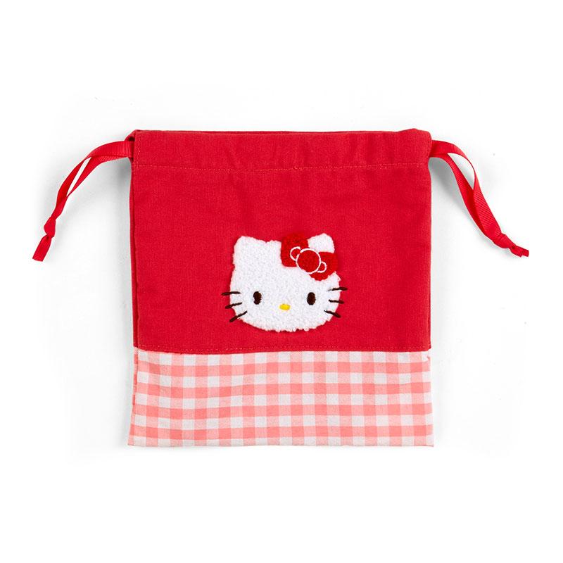 Hello Kitty Drawstring Pouch Sagara Embroidery Red Sanrio Japan