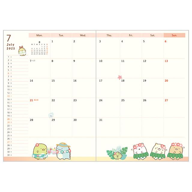 Sumikko Gurashi 2025 Schedule Book B6 Monthly Ribbon San-X Japan