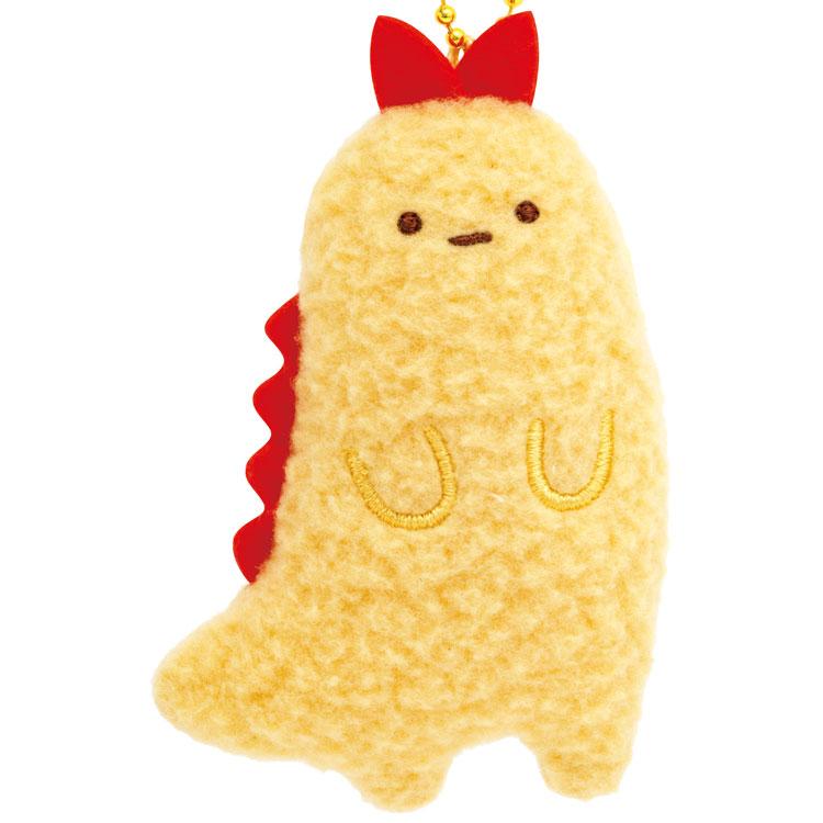 Sumikko Gurashi Fried Shrimp Tail Plush Badge Keychain B Evolution San-X Japan