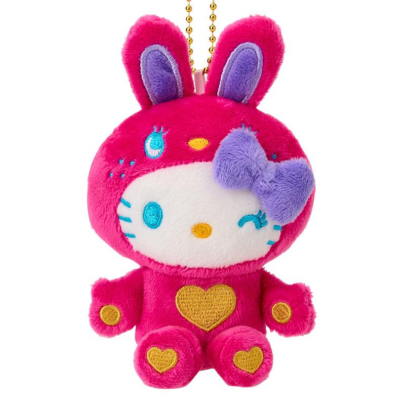 Hello Kitty Plush Keychain Colorful Bunny Red Sanrio Japan 2025