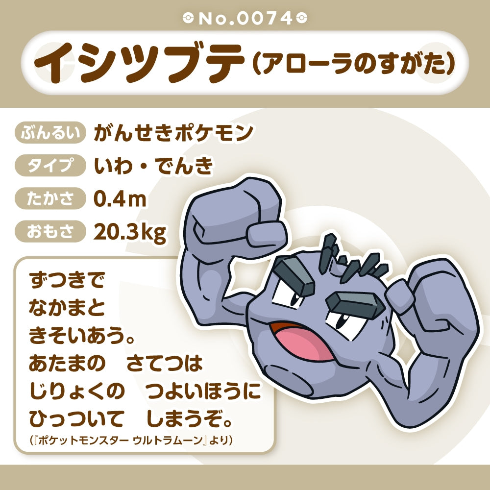 Geodude Isitsubute Alolan Plush Doll Sun & Moon Pokemon fit Center Japan #74