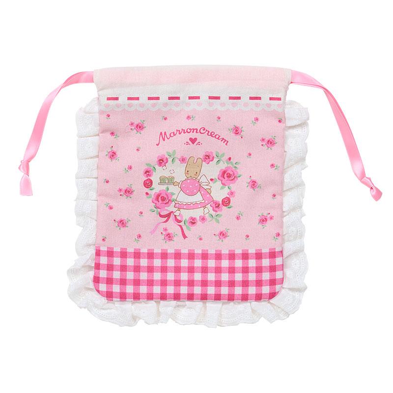 Marron Cream Frill Drawstring Pouch Pink Sanrio Japan 2025