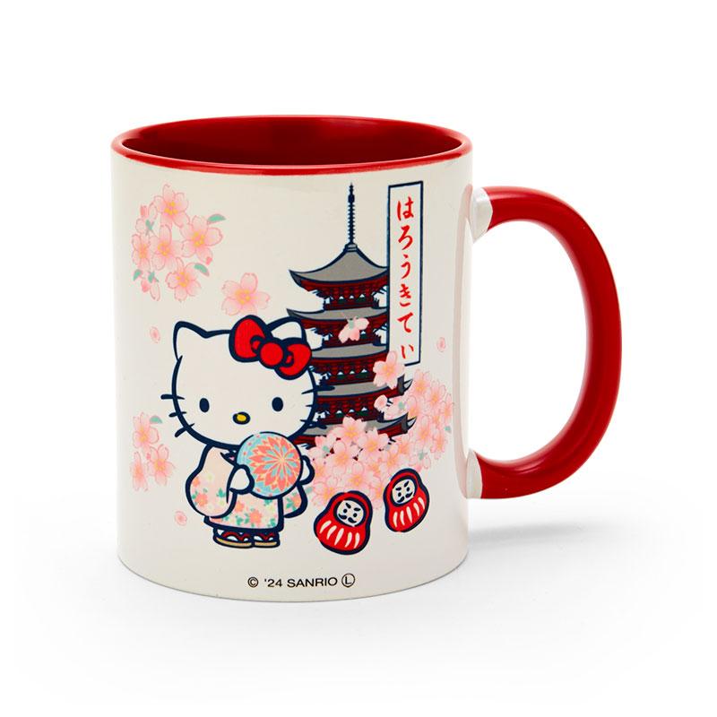 Hello Kitty Mug Cup Kimono Sakura Red Sanrio Japan