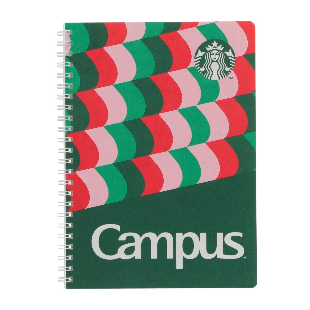 Starbucks Japan Holiday 2024 Campus Ring Notebook Green Christmas Grid