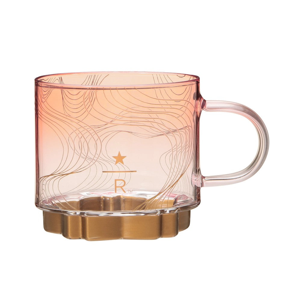 Starbucks Japan Reserve SAKURA 2025 Handle Glass Mug Gold Bottom 355ml