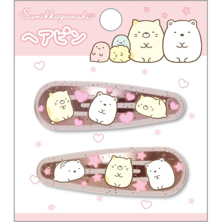 Sumikko Gurashi Neko Cat & Shirokuma Bear Hair Clip Set Glitter San-X Japan 2025
