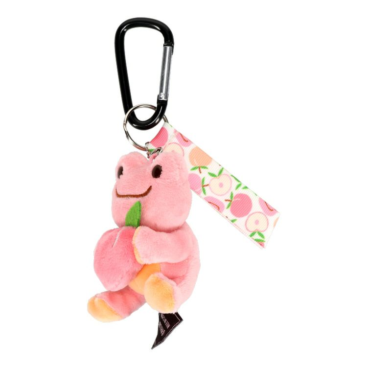 Pickles the Frog Carabiner Plush Keychain Peach Fruits Marche Japan