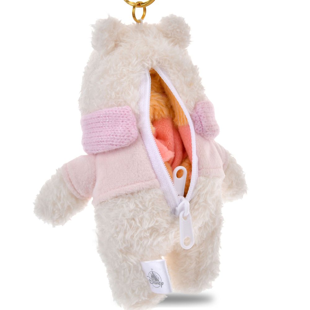 Winnie the Pooh Snow Plush Keychain Reversible White Pooh Disney Store Japan
