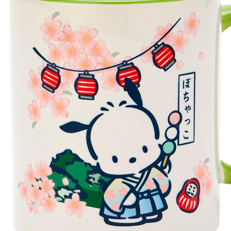 Pochacco Mug Cup Kimono Sakura Green Sanrio Japan