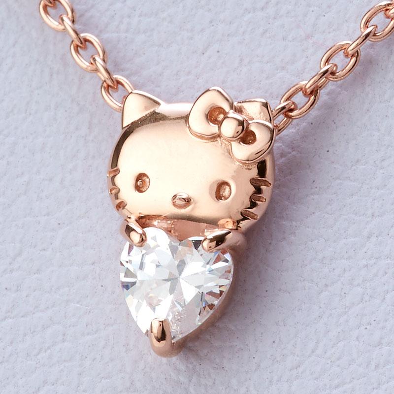 Hello Kitty Simple Heart Necklace Pink Gold 50th Anniversary Sanrio Japan