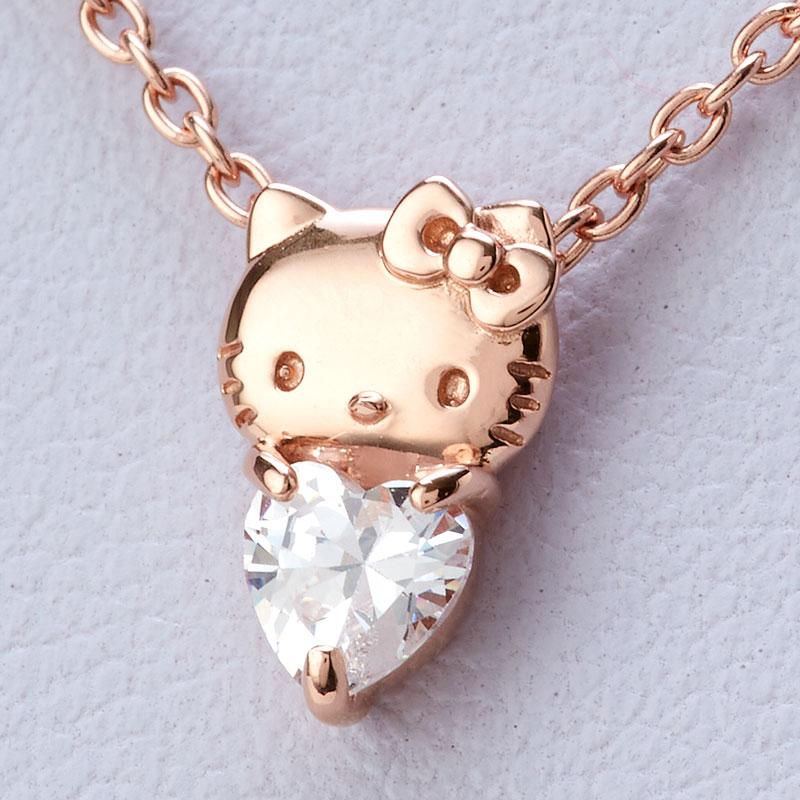 Hello Kitty Simple Heart Necklace Pink Gold 50th Anniversary