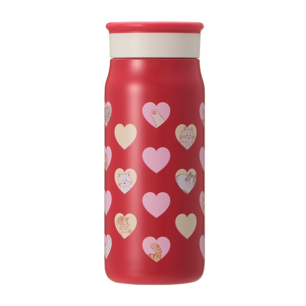 Starbucks Japan Valentine's 2025 Stainless Bottle 355ml Red Heart Cat Tumbler