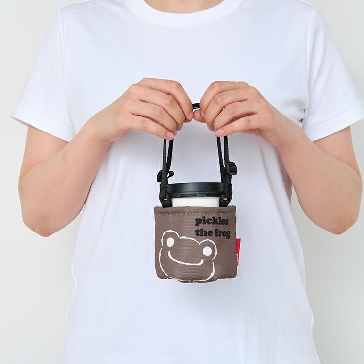 Pickles the Frog Tote Bag ROOTOTE IP. Roo Cup Drink Holder Brown Japan