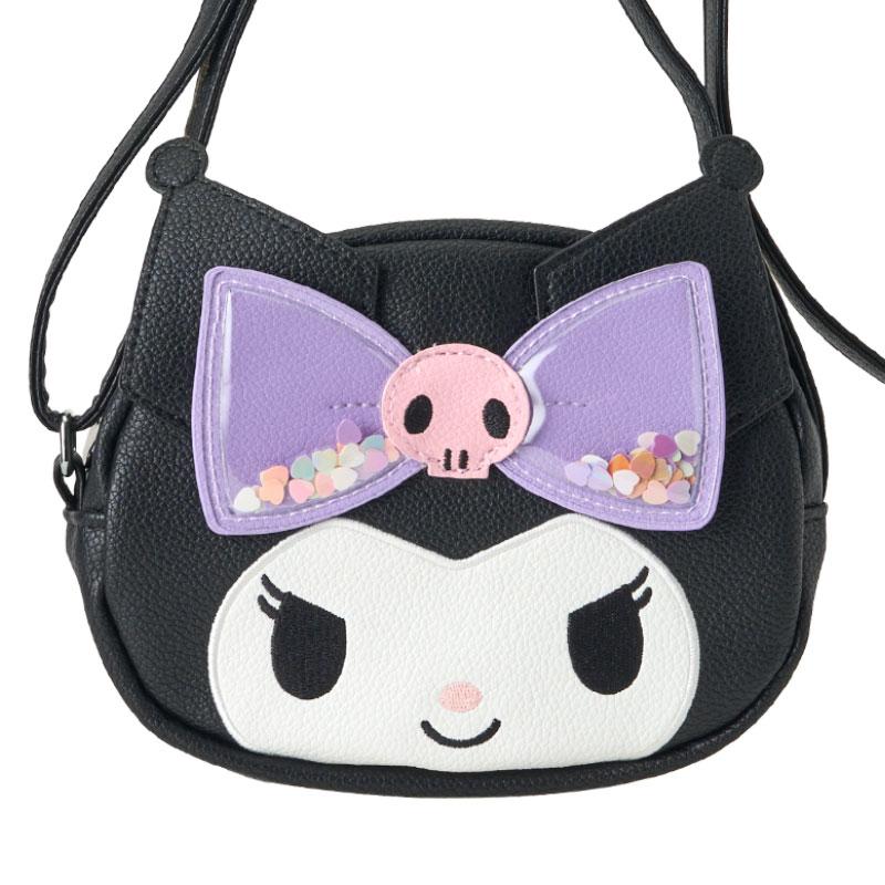 Kuromi Kids Shoulder Bag Face Shape Black Sanrio Japan 2024