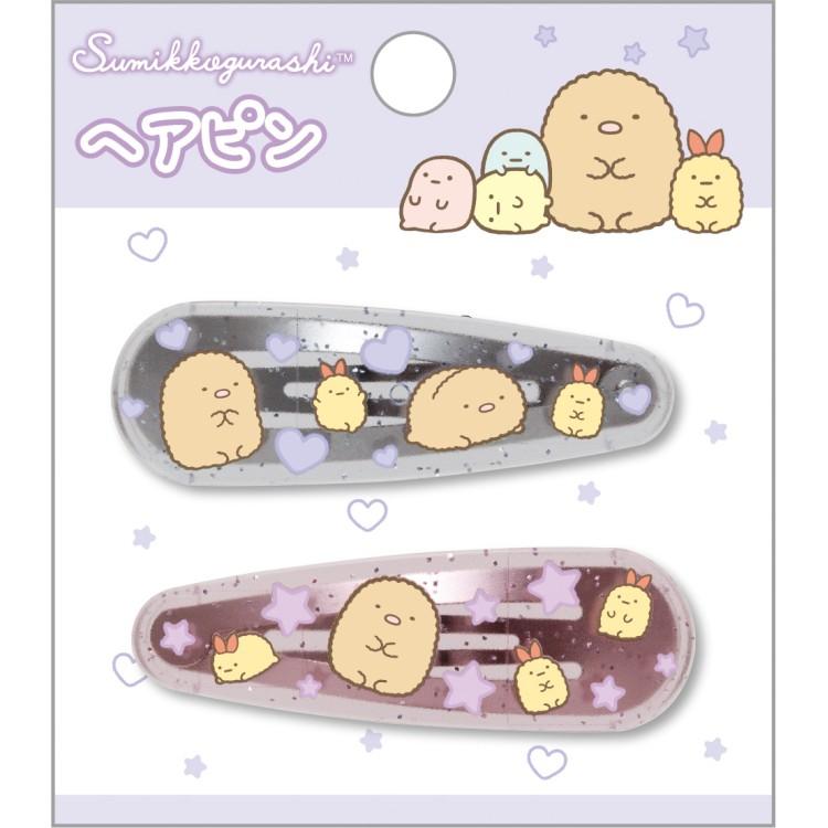 Sumikko Gurashi Fried Shrimp Tail & Tonkatsu Hair Pin Set Glitter San-X Japan