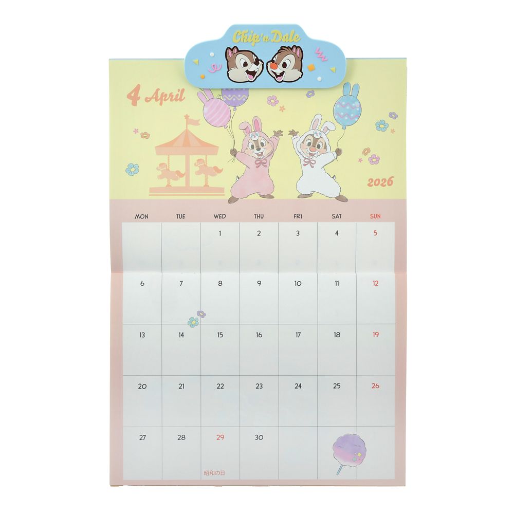 Chip & Dale Wall Calendar 2026 with Clip Disney Store Japan