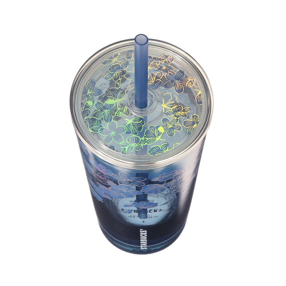 Starbucks Japan SAKURA 2025 Glass Straw Tumbler Night Blue 532ml