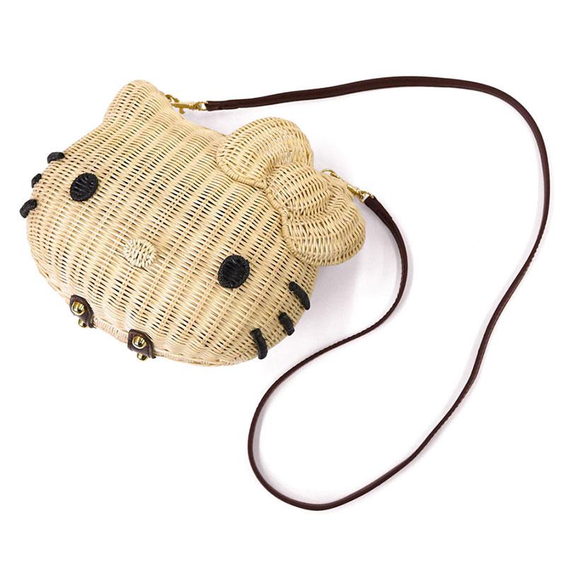 Hello Kitty Rattan Shoulder Bag Natural Sanrio Japan