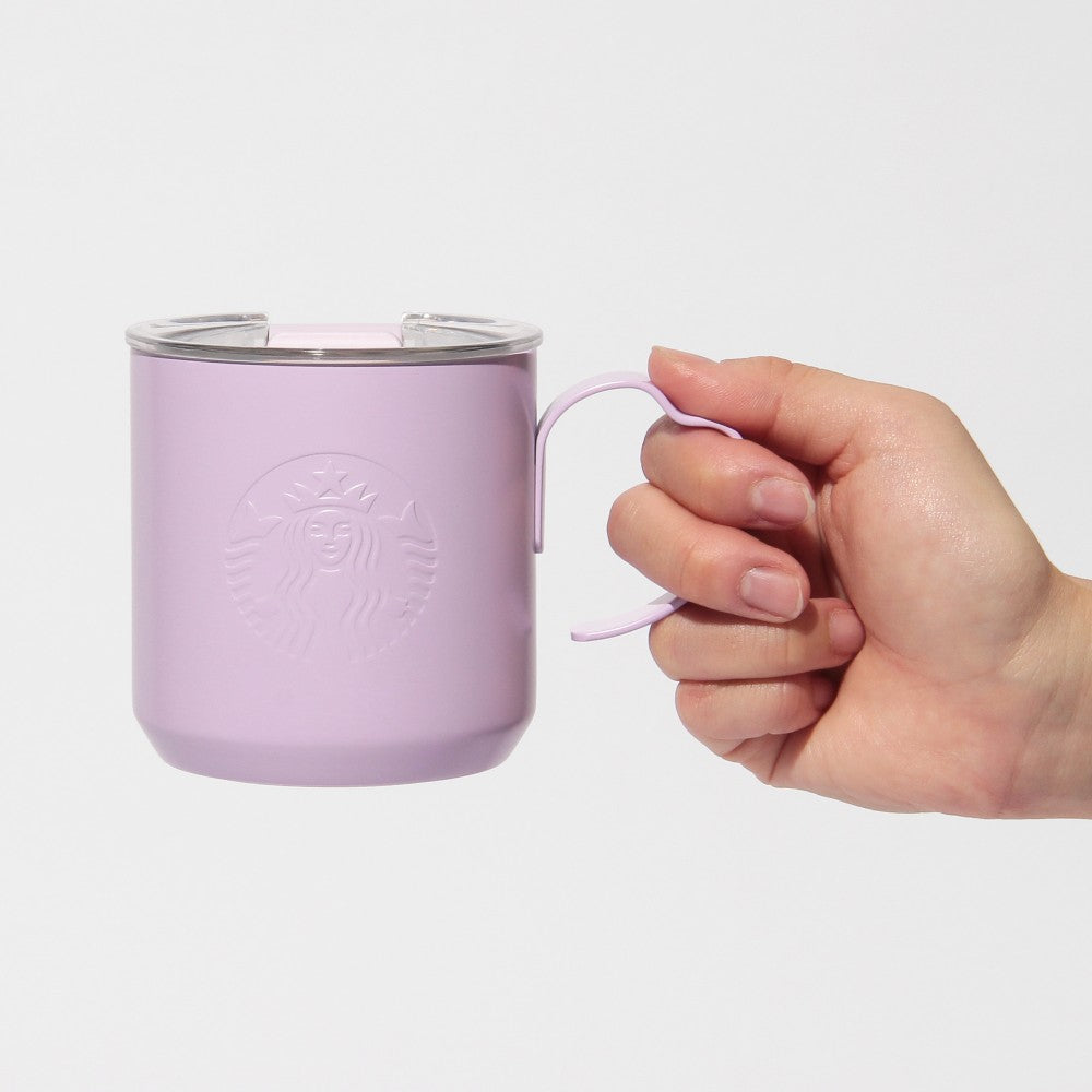 Starbucks Japan SAKURA 2025 Stainless Mug Cup Petal Handle Purple 355ml