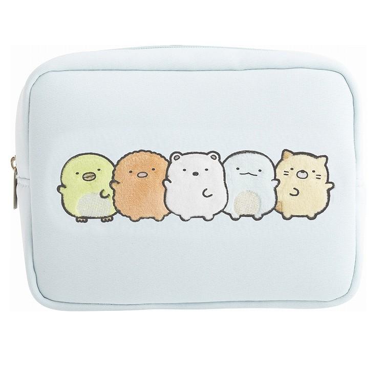 Sumikko Gurashi Square Pouch Applique Blue Okiniiri San-X Japan 2025
