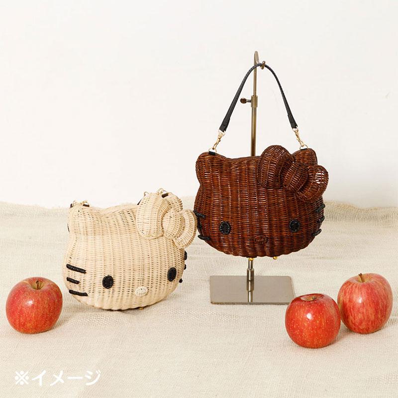 Hello Kitty Rattan Shoulder Bag Natural Sanrio Japan