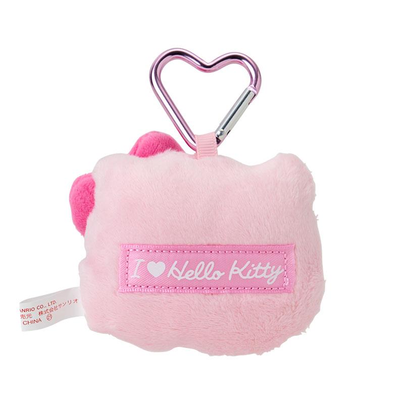 I Love Hello Kitty Plush Mascot Holder Keychain Face Shape Pink Sanrio Japan