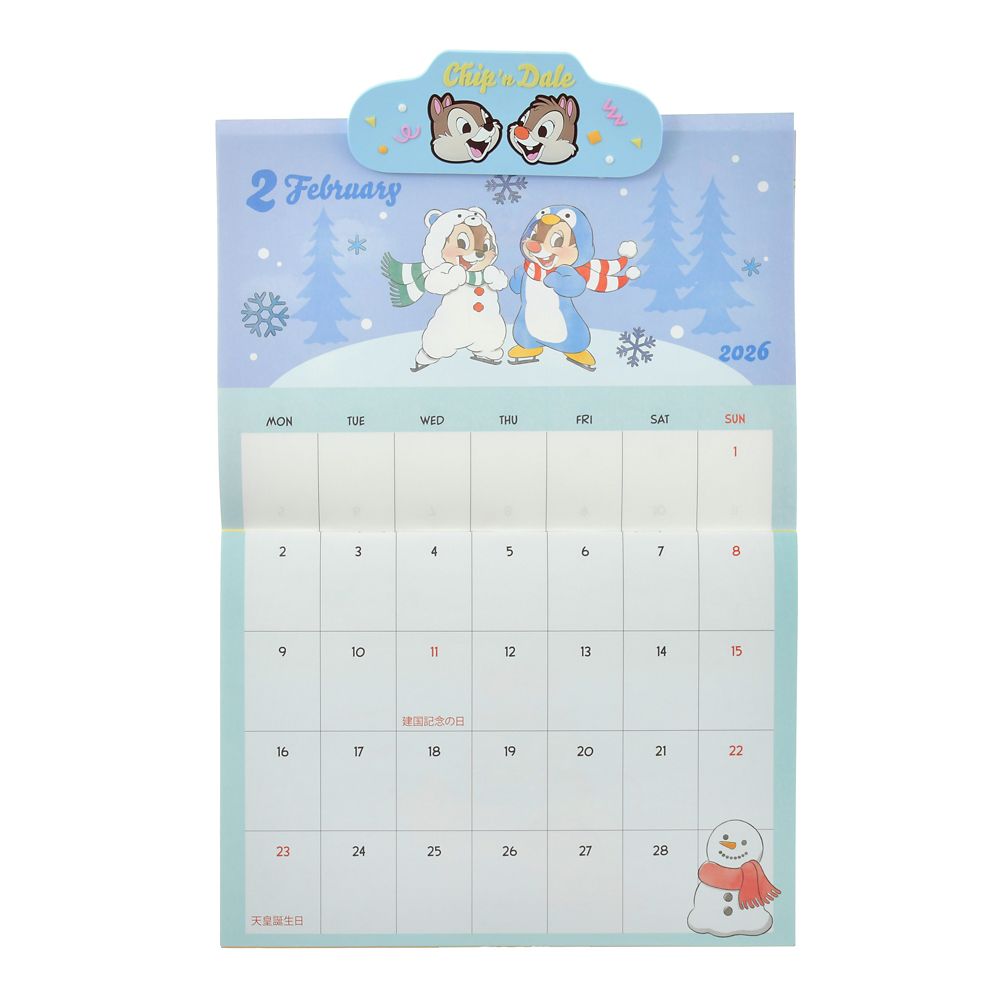 Chip & Dale Wall Calendar 2026 with Clip Disney Store Japan