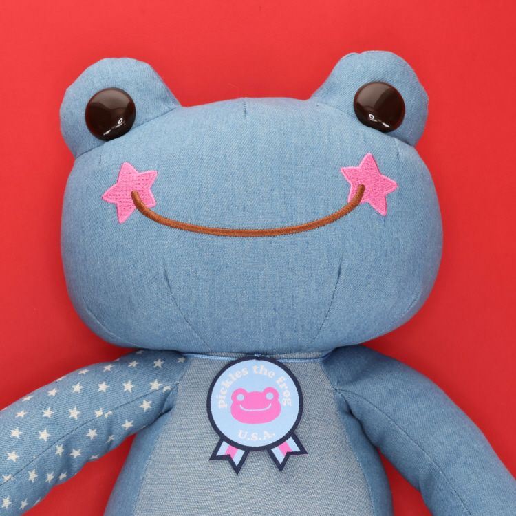 Pickles the Frog Plush Doll M USA Jeans Light Blue Japan