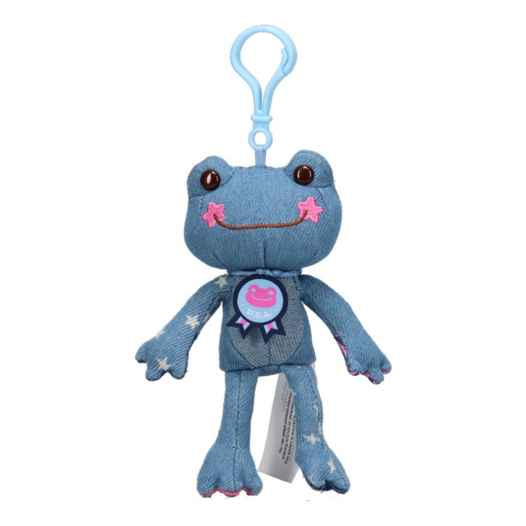 Pickles the Frog Plush Keychain USA Jeans Light Blue Japan