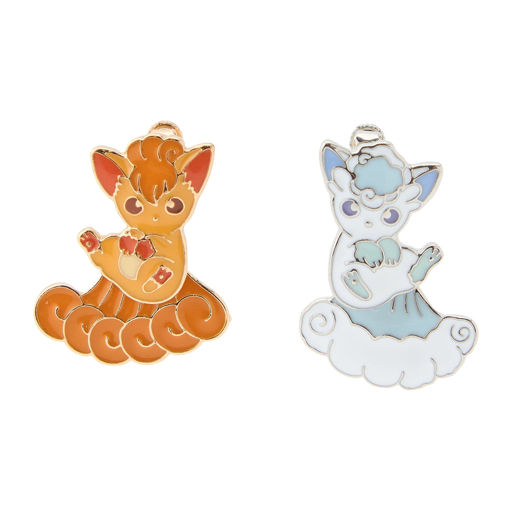 Alolan Vulpix Rokon & Vulpix Rokon Non Pierced Earring Pokemon Center Japan