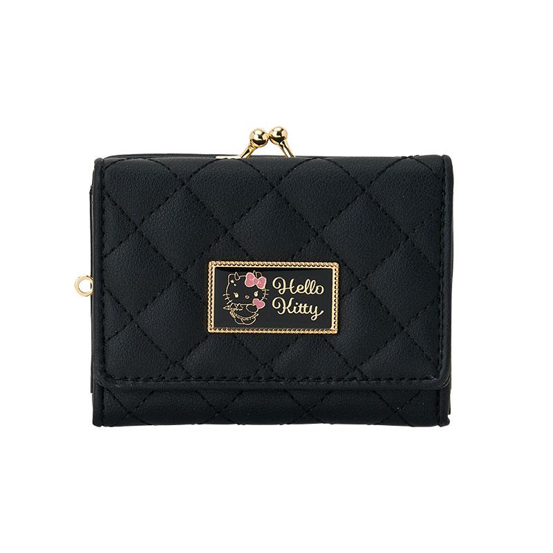 Hello Kitty Clasp Trifold Wallet Quilt Black Sanrio Japan 2025