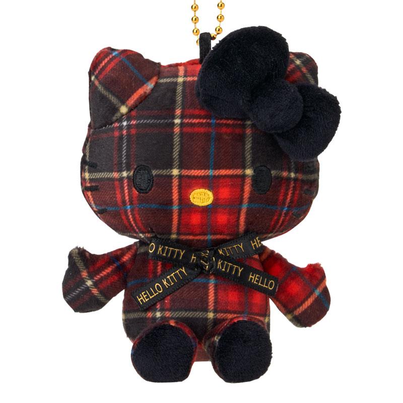 Hello Kitty Plush Keychain Tartan Plaid Black Sanrio Japan 2025