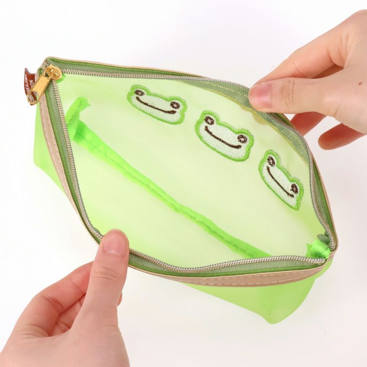 Pickles the Frog Pen Case Pencil Pouch Mesh Green Japan