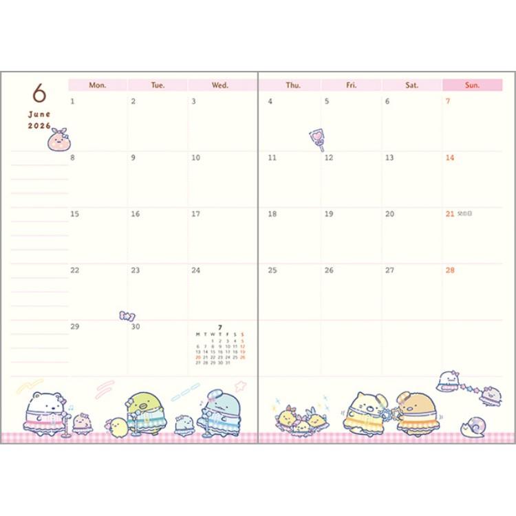 Sumikko Gurashi 2026 Schedule Book Monthly Merry Go Round San-X Japan