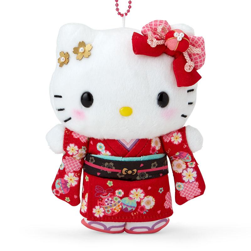 Hello Kitty Plush Mascot Holder Keychain Kimono Sanrio Japan Sakura 2024