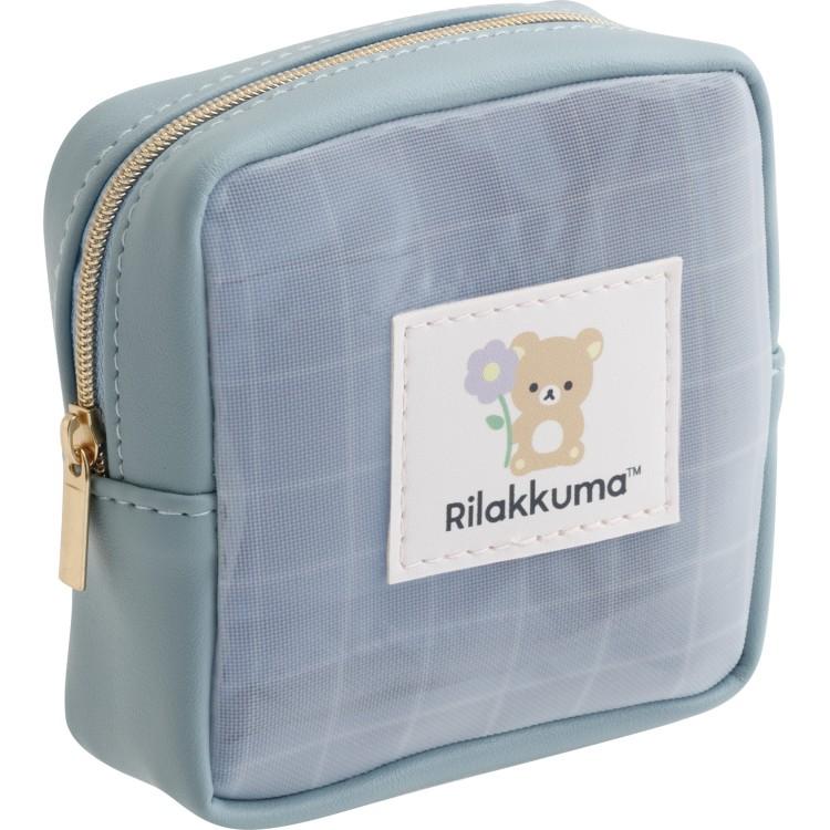 BASIC RILAKKUMA Mesh Square Pouch Blue San-X Japan 2025