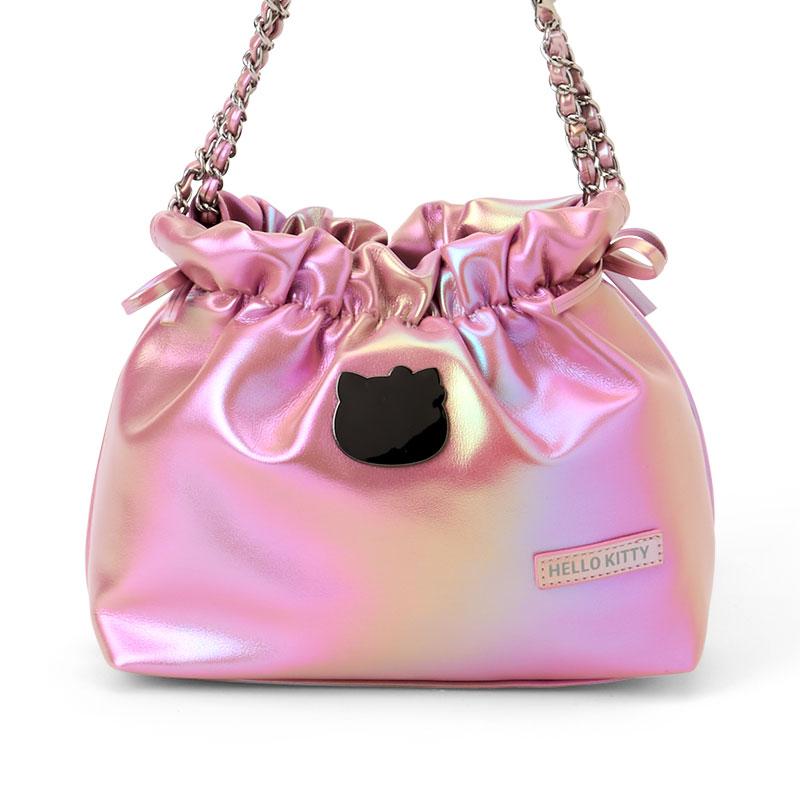 Hello Kitty Metallic Drawstring Shoulder Bag Pink Sanrio Japan 2024