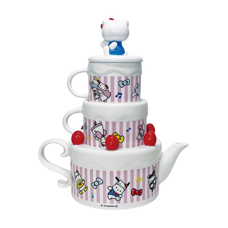 Hello Kitty 50th Anniversary Porcelain Teapot & Mug Cup Set Cake Sanrio Japan