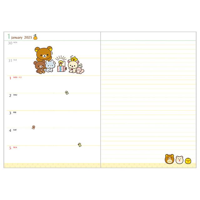 Rilakkuma 2025 Schedule Book B6 Weekly San-X Japan